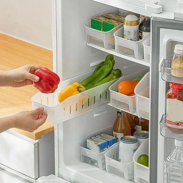 Bottiglie di stoccaggio 3 griglie Contenitori per frigorifero Plastica trasparente Congelatore Organizzatore per alimenti Tipo di cassetto Scatola staccabile Bagno