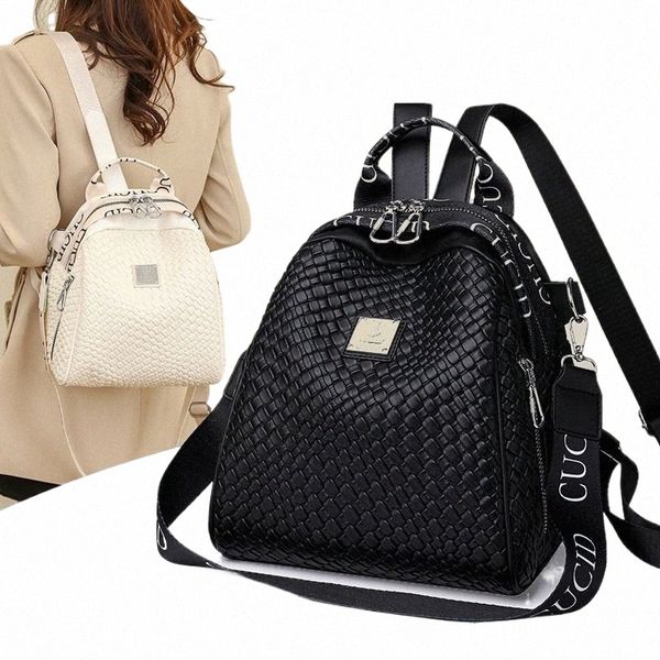 Novo tecido de couro macio mochila feminina shell mochila coreana fi bolsa de viagem na moda bolsa de ombro único t3JK #
