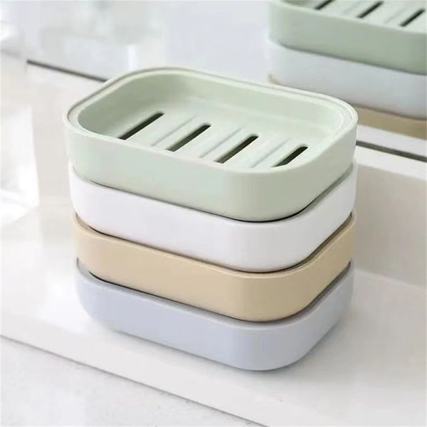 Piatti di sapone portatili a doppio strato in plastica in plastica scatola da bagno vaso di sapone da bagno con copertura