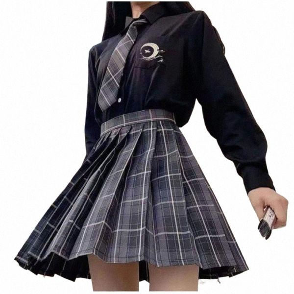 scuola ragazza nuova uniforme gonne a pieghe uniforme scolastica giapponese vita alta gonna scozzese a-line sexy uniformi JK per la donna set completo V0E8 #