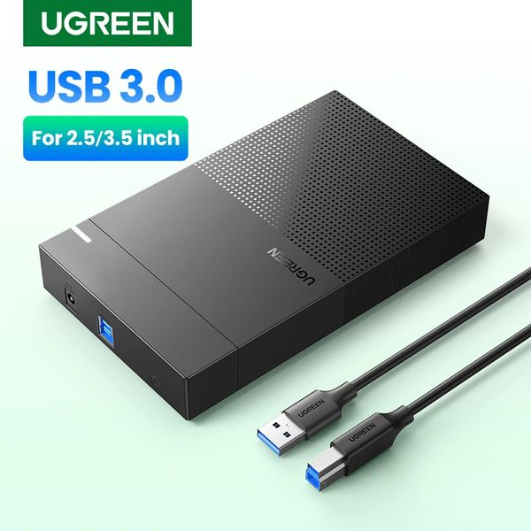 Ugreen HDD Case 3.5 2.5 Adattatore SATA a USB 3.0 Lettore di custodia per disco rigido esterno per disco SSD Custodia per HDD HD 3.5 Custodia per HDD 240322