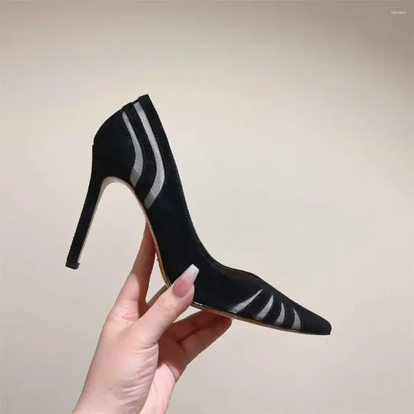 Sapatos de vestido 2024 primavera outono bombas moda apontou toe mulheres sexy saltos altos elegante couro genuíno sapato feminino tamanho 34-42