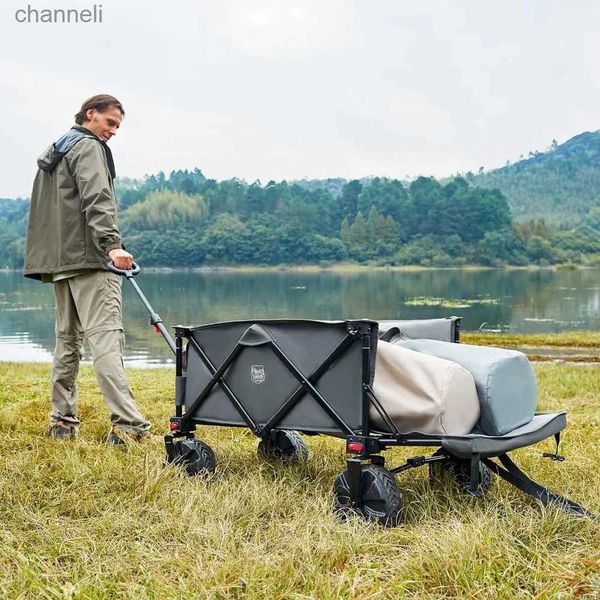 Camp Furniture Extra langer zusammenklappbarer Faltwagen 300 Pfund Schwerlast-Strandwagen mit geländegängigen großen Rädern für Sandcamping Sporteinkäufe YQ240330