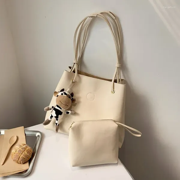 Torba 2024 Şeker Renk Lady Satchel Küçük İnek Bebek Sevimli Toka