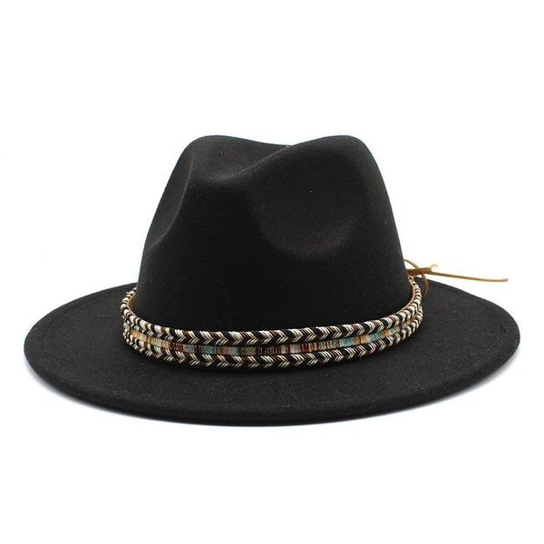 Stingy Brim Chapéus Mulheres Chapéu Fedoras Mens Outono Inverno Sentiu Panamá com Corrente Chapelaria Preto Moda Capela Praia Casamento Pi Dhgarden Dhswj