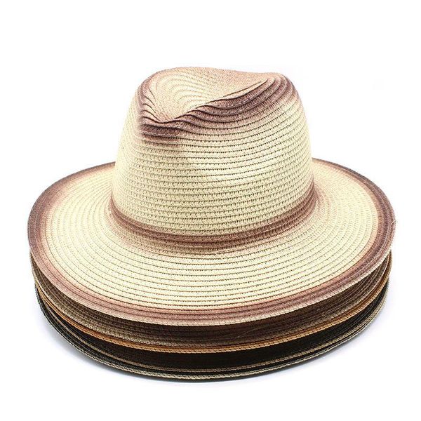 Cappello a tesa larga avaro Cappello Panama estivo Donna Khaki Beach St Fedora Donna Vintage Casual Sombrero Trilby Sun Chapeau Drop Delive Dhgarden Dhbv1