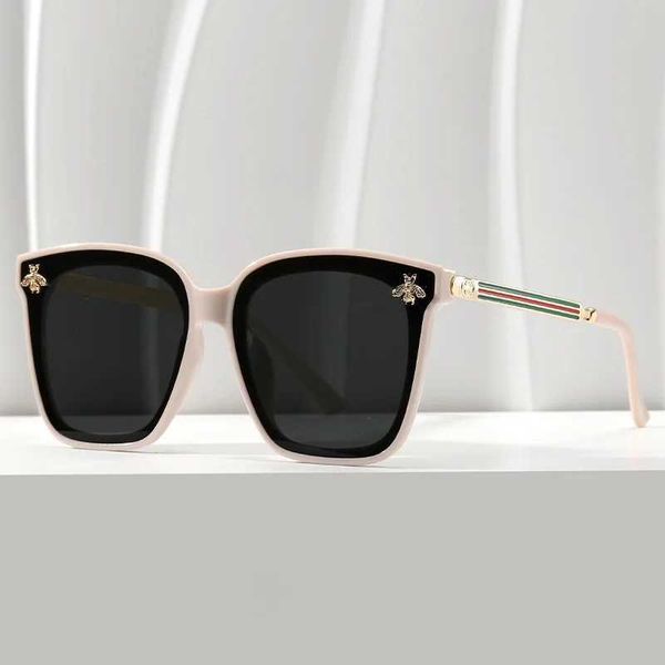 Óculos de sol nova moda feminina super grande quadrado abelha óculos de sol feminino marca de luxo gradiente óculos de sol feminino espelho sombra oculos uv400 j240330