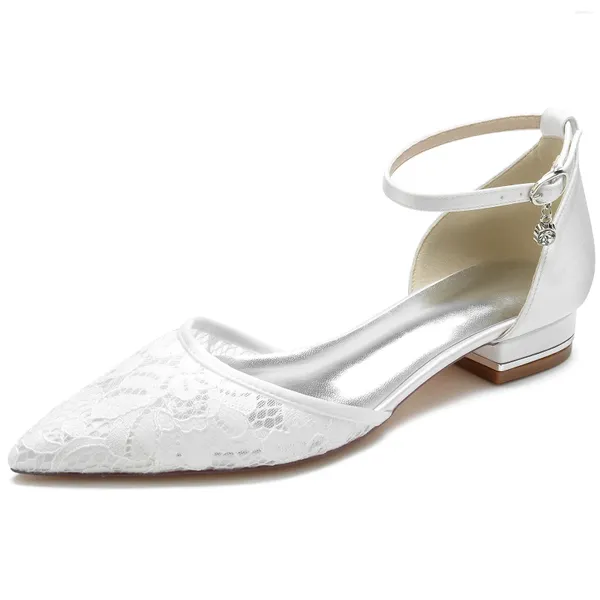 Lässige Schuhe mit flachem Absatz, spitz, modisch und elegant, Spitze, Mesh, Hochzeit, Braut, Brautjungfer