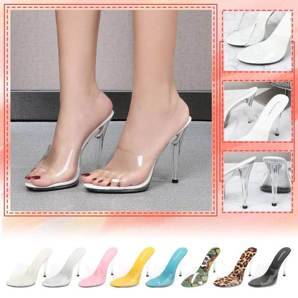 Sandálias femininas verão 2024 sapatos transparentes mulher tendência sexy salto alto peixe toe stiletto chinelos sociais