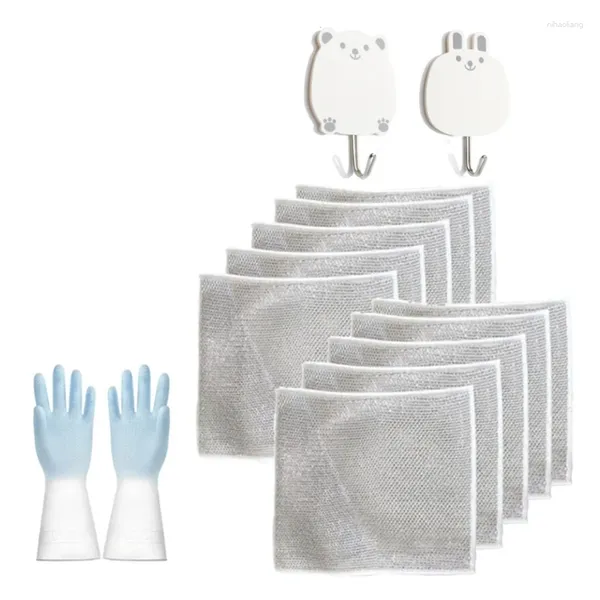 Одноразовые перчатки, многофункциональное полотенце из стальной проволоки, многоразовое, подходит для кухонной утвари, кастрюли, раковины, 1 компл.