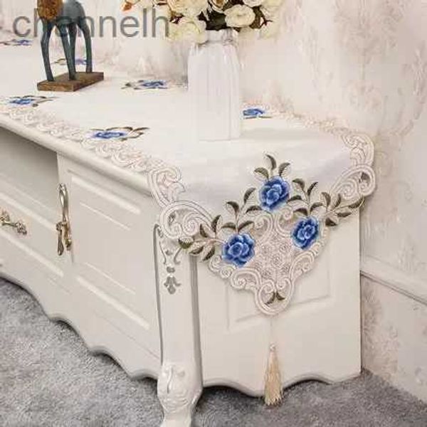 Corredor de mesa europa bordado corredor de mesa bandeira poliéster vestir capa flor tv armário toalha de mesa sapato café yq240330