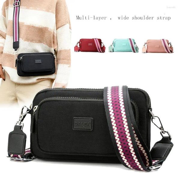 Sacos de ombro Mulher Messenger Oxford Designer Wide Colored Straps Mobile Phone Storage Canvas Waterproff Bolsa