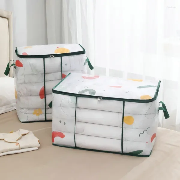 Sacos de armazenamento Quilt Roupas Bag Duvet Cobertor Classificando com alça Caixa de PVC Grande capacidade Dustproof Armário Organizador