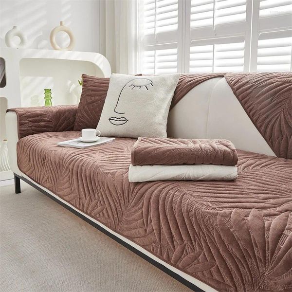 Capas de cadeira engrossar capa de sofá quente para sala de estar veludo esteira de pelúcia toalha antiderrapante chaise lounge l forma sofá slipcover braço