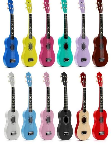 12 colori 21quot Soprano Ukulele Tiglio Nylon 4 corde Guitarra Basso acustico Strumento musicale a corde per principianti1593493