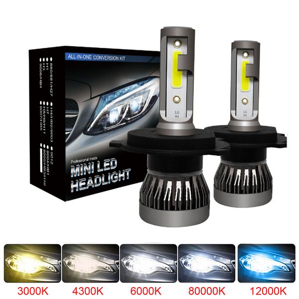 2pcs LED H4 Auto -Scheinwerferbirnen H1 H7 H8 H9 H11 Scheinwerfer Kit 9005 HB3 9006 HB4 Auto Fahren Running LED LED 6000K 12000K