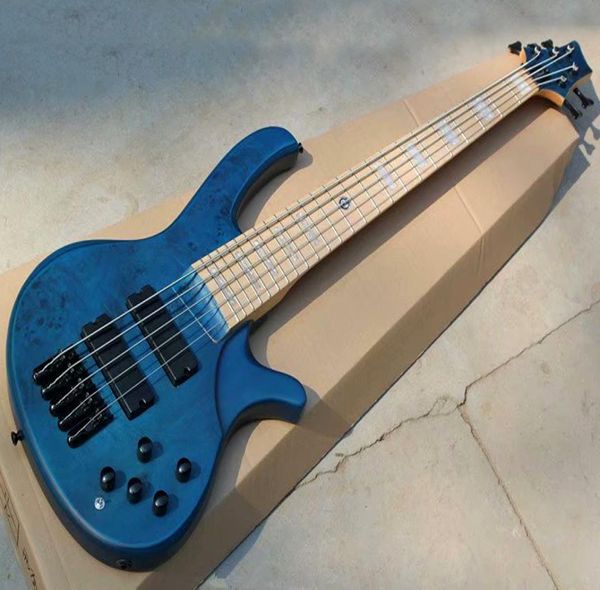 5-струнная электрическая бас-гитара синего цвета с дендритным шпоном, кленовая накладка на гриф, активная схема, может быть настроена по запросу 6756277
