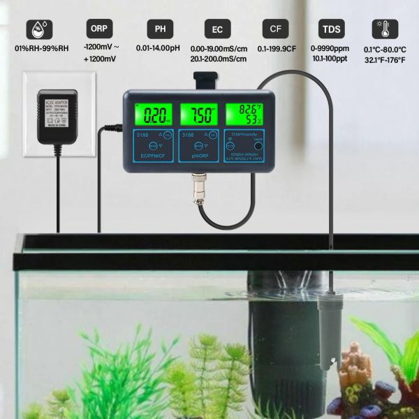 WiFi PH Meter Temperatur TDS (PPM) EC ORP Water Tuya App Smart Monitor Digital Analysator für Aquarien Hydrokroponik -Schwimmbad