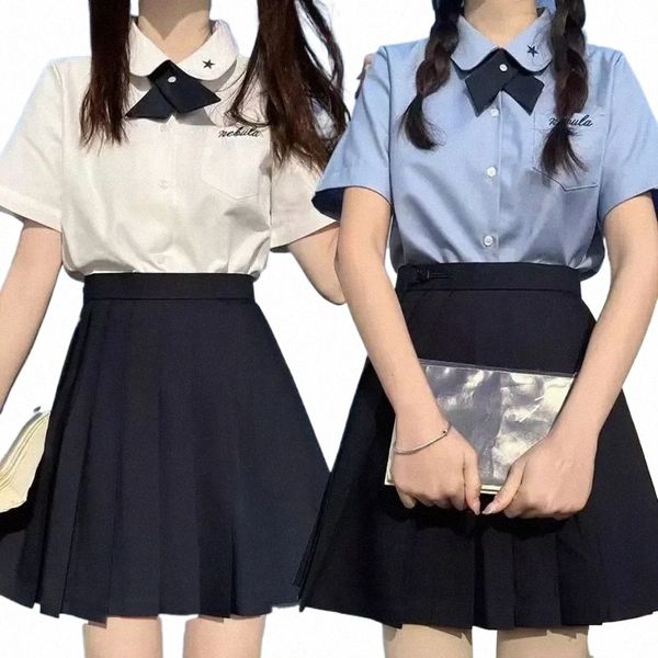 branco ou azul estudante camiseta estilo tailandês uniformes de classe estudantes roupas para meninas anime COS JK japonês Fi terno j3WY #