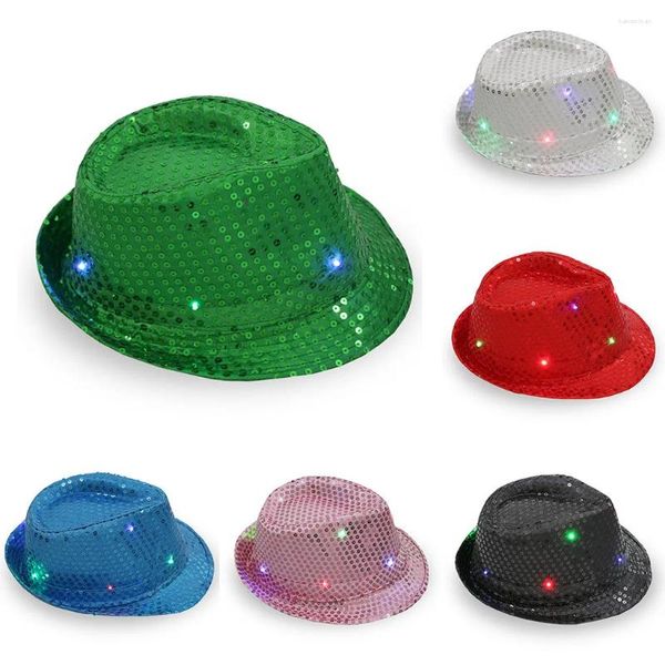 Disegni di articoli per feste Cappello Vestito lampeggiante Luce colorata Fantasia Balla con paillettes Berretti da baseball unisex Cappelli da donna