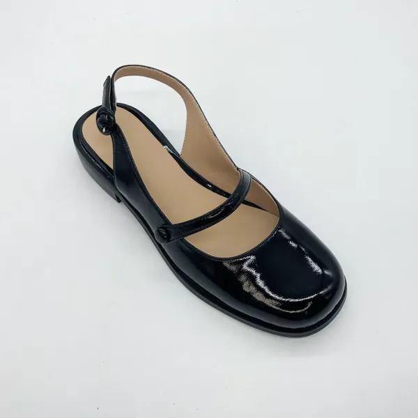 Sapatos casuais femininos únicos na primavera e verão couro 2024 senhoras vestido slingbacks