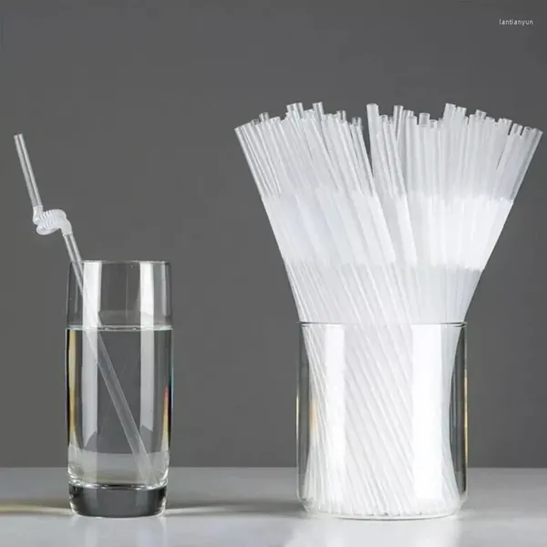 Trinkhalme 100/500 Stück transparenter Kunststoff für Küchenutensilien, Bar, Party, Getränke, Cocktails, Getränke, flexibel, Einweg