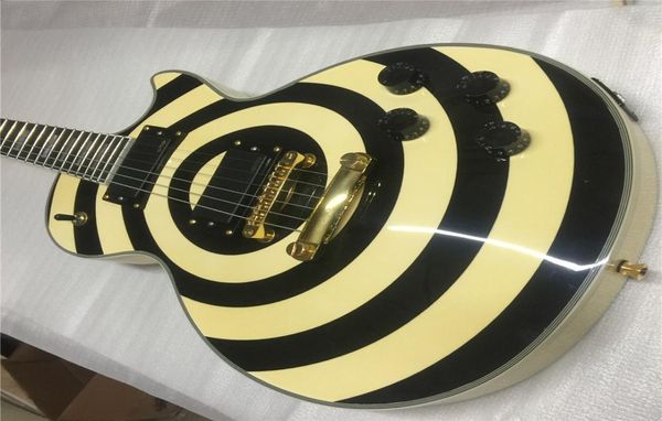 Custom Shop Zakk Wylde Black ed Bullseye Yellow E-Gitarre Ahornhals Griffbrett White Pearl Block Inlay Copy E6539065