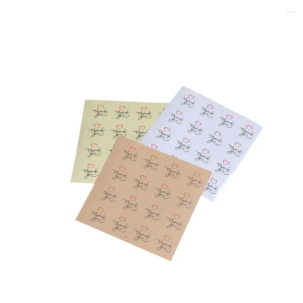 Confezione regalo 160 pezzi / lotto Vintage Kraft Grazie con etichette adesive a cuore per tag prodotti fatti a mano Vendita al dettaglio multifunzionale fai-da-te