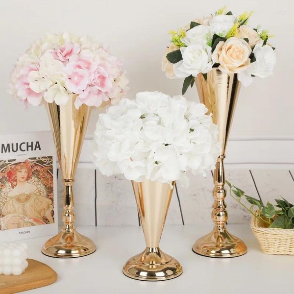 Vasi in metallo per fiori da sposa, vasi per trombe, portacandele, supporto per tavolo, decorazioni per feste a casa