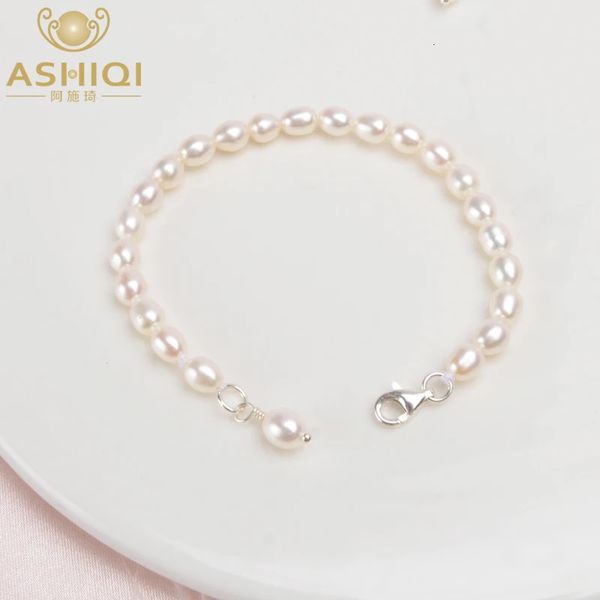 ASHIQI Gioielli con perle d'acqua dolce naturali per bambina Regalo adorabile con braccialetto per bambini in argento sterling 925 Real MiNi 240319