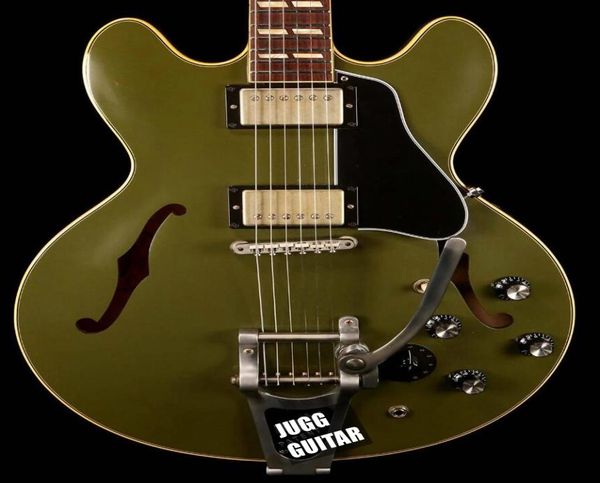 Custom Shop 1964 ES345 Переиздание Olive Drab Green 2018 Электрогитара с полуполым корпусом Bigs Tremolo Tailpiece Varitone Ручка Nicke5078246