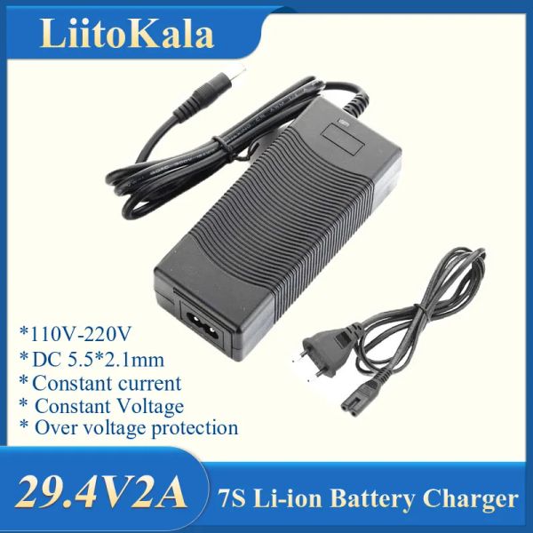 Liitokala 12V 24V 36V 48V 2A/5A 3S 6S 7S 10S 13S 18650 Зарядное устройство литиевого батареи 12,6 В 29,4 В 42 В 54,6 В. 5,5*2,1 мм