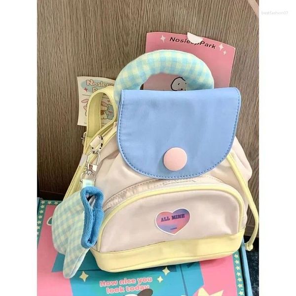 Mochila verão dos desenhos animados botão mini mochilas y2k doce kawaii sacos de escola para adolescente japonês viagem náilon bookbag