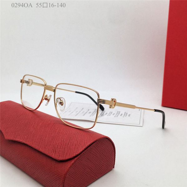 Самые продаваемые очки в квадратной оправе 18 карат, позолоченные, сверхлегкие оптические мужские универсальные очки в деловом стиле, высочайшее качество 0294O