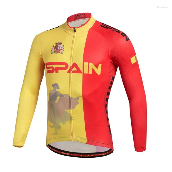 Yarış Ceketleri 2024 İspanya Pro Uzun Kol Bisiklet Jersey Erkekler Tam Döngüler Gömlek Giyim Takımı Ropa de Ciclismo Bike Jersery