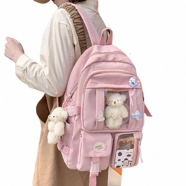 Borse da scuola per zaino per ragazze giapponesi della scuola superiore per ragazze adolescenti Multi tasche Zaino per donna Kawaii carino Mochila I0sf #