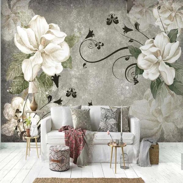 Wallpapers europeu vintage flor murais papel de parede rolo para sala de estar quarto fundo casa decoração personalizar paisagem mural