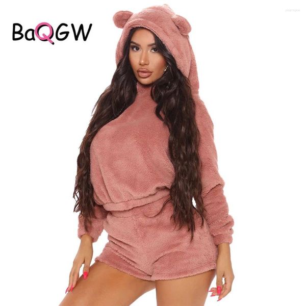 Zweiteilige Damen-Hosen, lange Ärmel, Taschen, süße Bärenohren, Hoodies, Sport-Oberteile, Hosen, Trainingsanzug, Sweatshirt, Sweat-Anzug, Shorts-Set