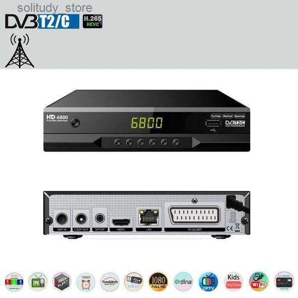 Телеприставка HD6800 DVB T2 DVB-C HEVC 265 Цифровой ТВ-тюнер DVB-T2 H.265 HD Декодер Land TV Приемник EPG Телеприставка Youtube LAN Scar Q240330