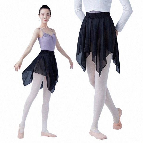 Saias de dança adulto irregular chiff ballet dança tutu saia mulheres meninas ginástica skate envoltório saia treinamento ballet saias n8hr #