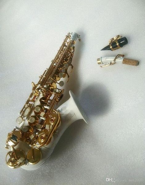 Yeni yüksek kaliteli soprano saksafon beyaz saksafon kavisli soprano saksafon tam fittings9066901