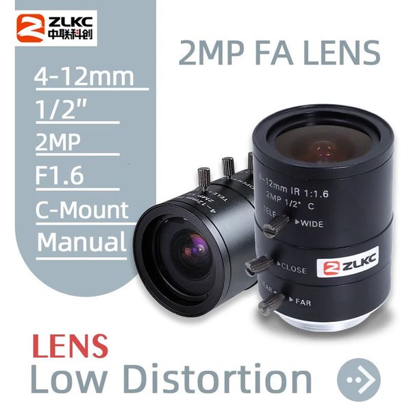 ZLKC 12 pollici C Mount 20 Megapixel 412 mm Zoom manuale Iris FA Lenti per visione artificiale Varifocale HD CCTV Obiettivo ottico per fotocamera 2MP 240327