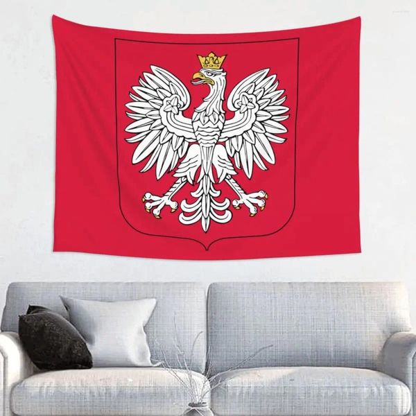 Arazzi Bandiera del Regno di Polonia Arazzo Hippie Room Decor Polska Stemma Appeso a parete per la decorazione della casa del dormitorio