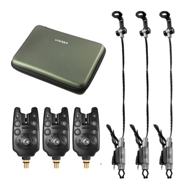 Ferramentas conjunto de alarme de mordida de pesca kit de alarme de pesca digital led indicador de alarme alerta sino pesca swinger equipamento de pesca com caixa com zíper