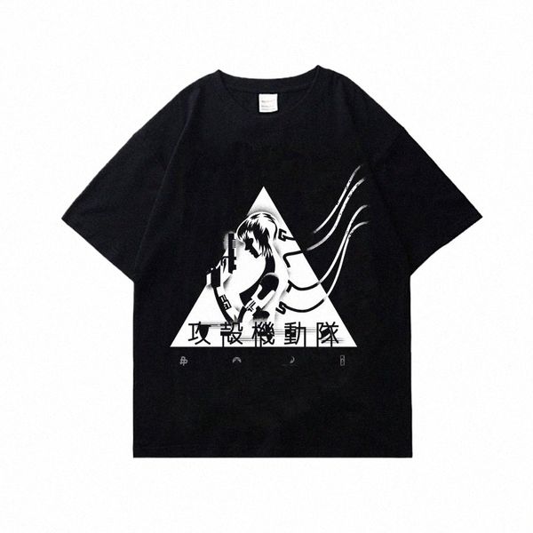 Japanische Anime Ghost in The Shell Grafikdruck T-shirt Vintage Harajuku Kurzarm Plus Größe Cott T-shirt Frauen Männer H2Vf #