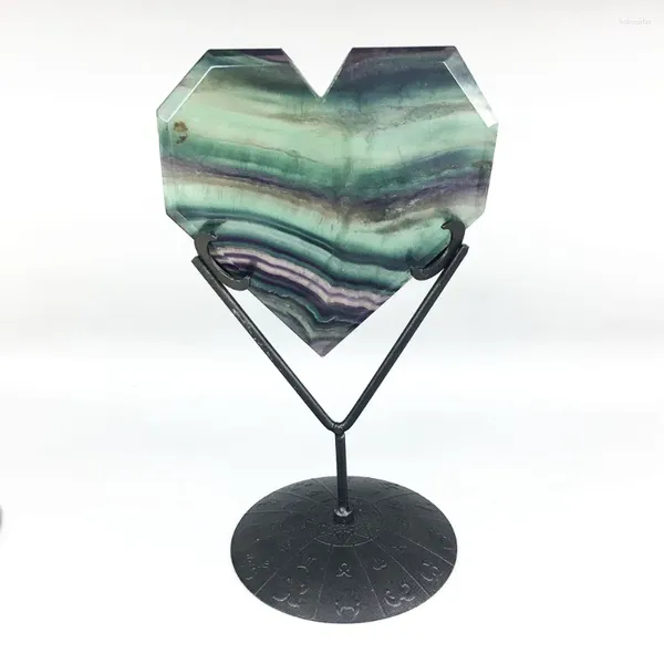 Suporte mineral de cristal de placas decorativas ajusta manualmente o suporte de coração em forma de diamante