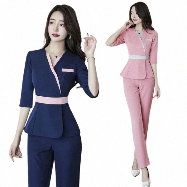 Donne Uniforme per Beauty Hotel Sauna Pediluvio Estetista Abbigliamento Camicia e Pantaloni Set Massaggio Sal Abiti da lavoro Spa Uniforme o61x #