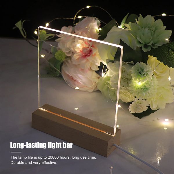 1-10pcs Light Light Display Base Formato do retângulo de madeira Cristal USB Stand Stand Night Bracket Glamp for Home Art Ornaments S