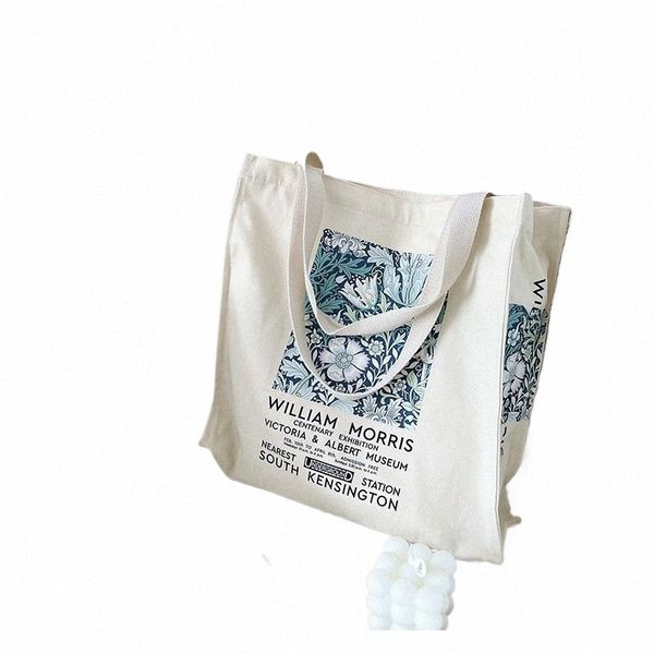 UK Arts Weibliche Leinwand Umhängetasche William Morris Vintage Fr Garden Print Reißverschluss Bücher Handtasche Große Tote Für Frauen Shop y3bQ #
