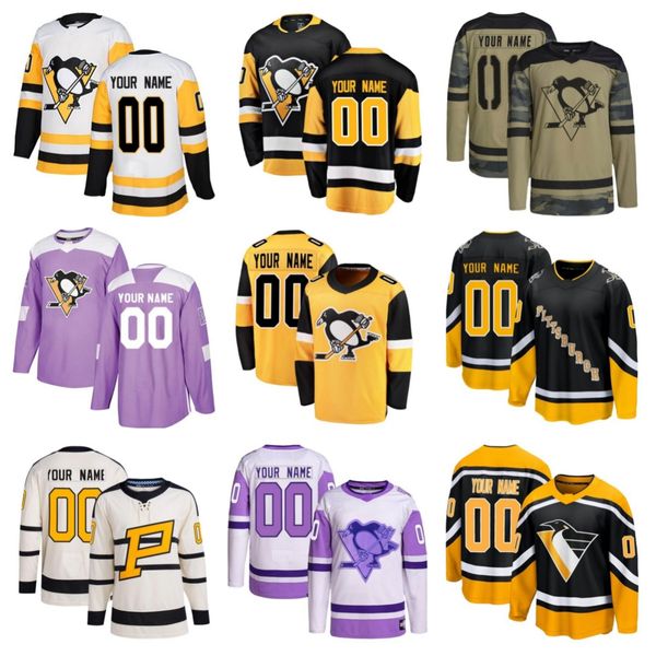 Maglie da hockey Penguin Uomo Donna Youth Sidney Crosby Jake Guentzel Mario Lemieux Kris Letang Evgeni Malkin Tristan Jarry Bryan Rust Erik Karlsson Rickard Rakell